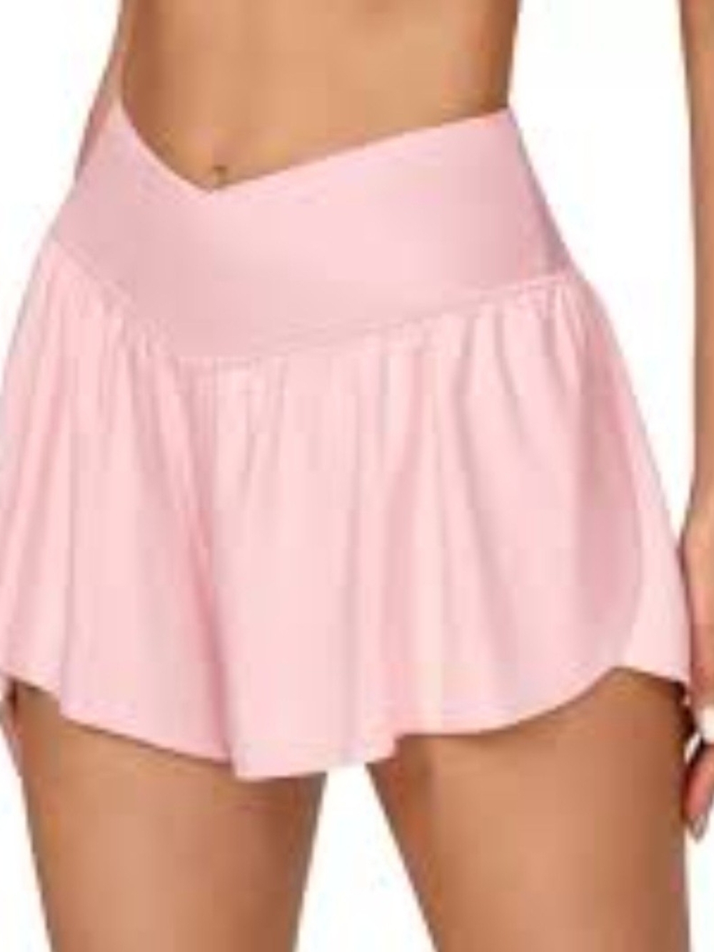 High-Waist Pink Active Skort with Flowy Hem
